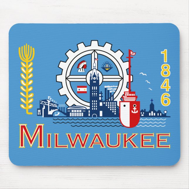 Flag of Milwaukee, Wisconsin Mouse Mat (Front)
