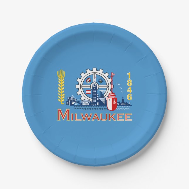 Flag of Milwaukee, Wisconsin Paper Plate (Front)