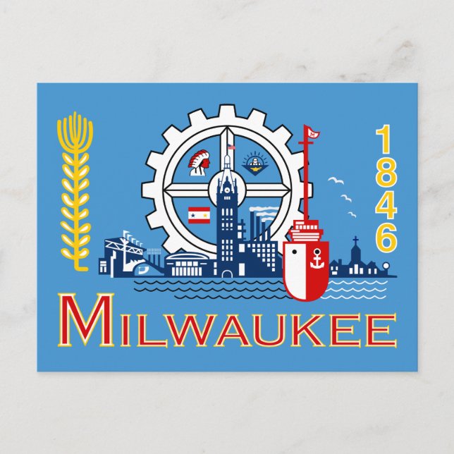 Flag of Milwaukee, Wisconsin Postcard (Front)