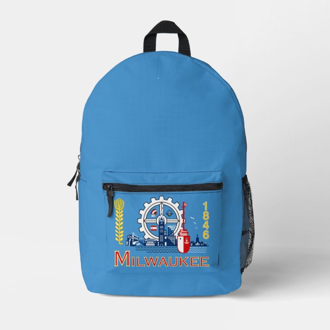 Flag of Milwaukee, Wisconsin  Printed Backpack (Front)
