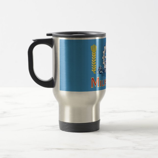 Flag of Milwaukee, Wisconsin  Travel Mug (Left)