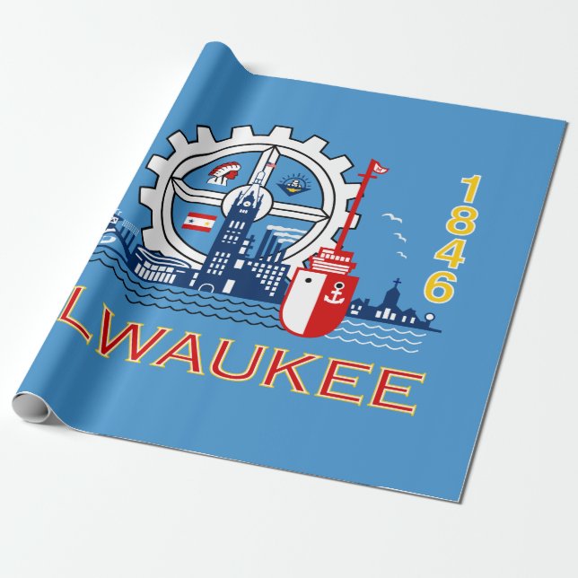 Flag of Milwaukee (Wisconsin) Wrapping Paper (Unrolled)