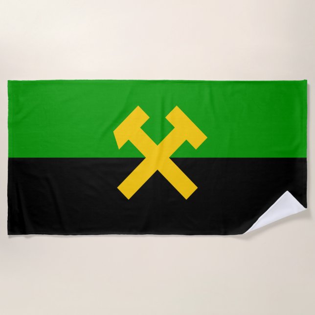 Flag of Miners and Mine Workers Beach Towel (Front)