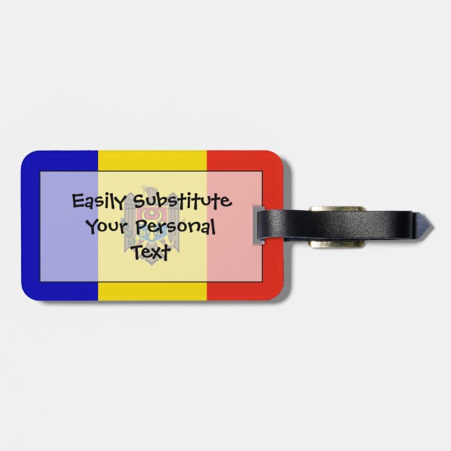 Flag of Moldova Easy ID Personal Luggage Tag (Back Horizontal)