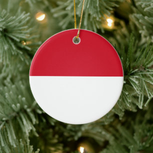 Flag of Monaco Ceramic Tree Decoration