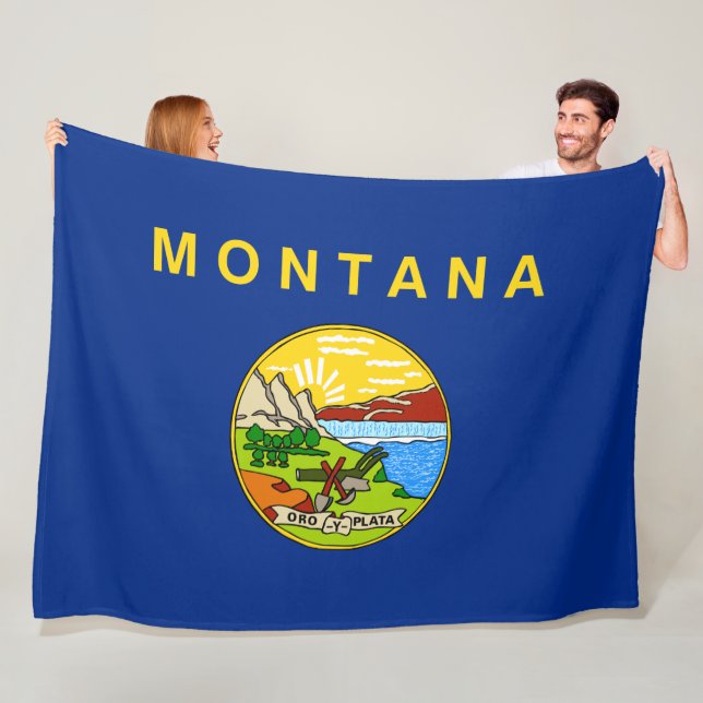 Flag of Montana (US State) Fleece Blanket (In Situ)