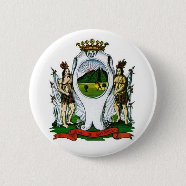 Flag of Monterrey, Nuevo León - MEXICO Button (Front)
