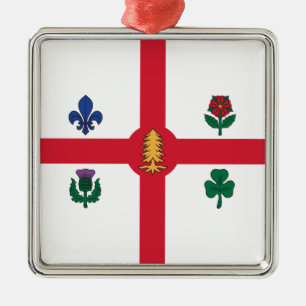 Flag of Montreal (Quebec, Canada) Metal Tree Decoration
