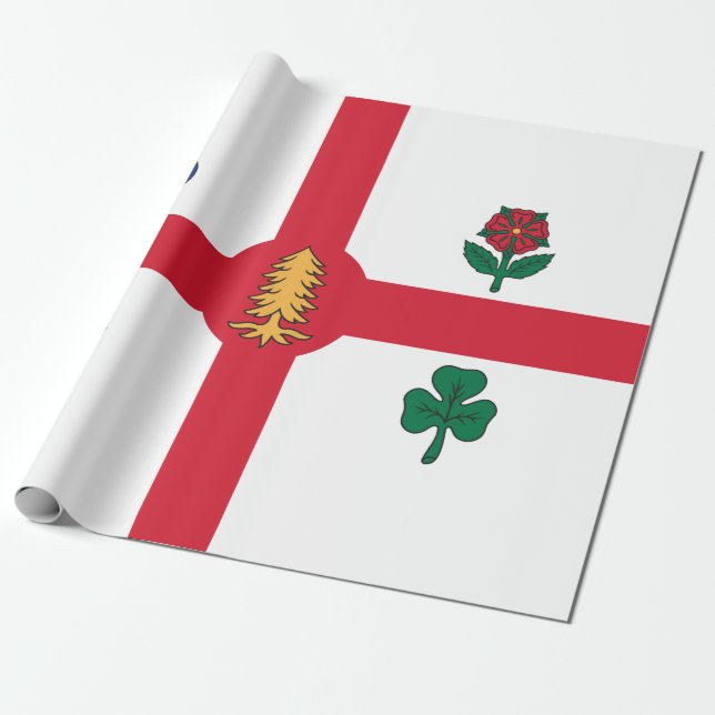 Flag of Montreal (Quebec, Canada) Wrapping Paper (Unrolled)