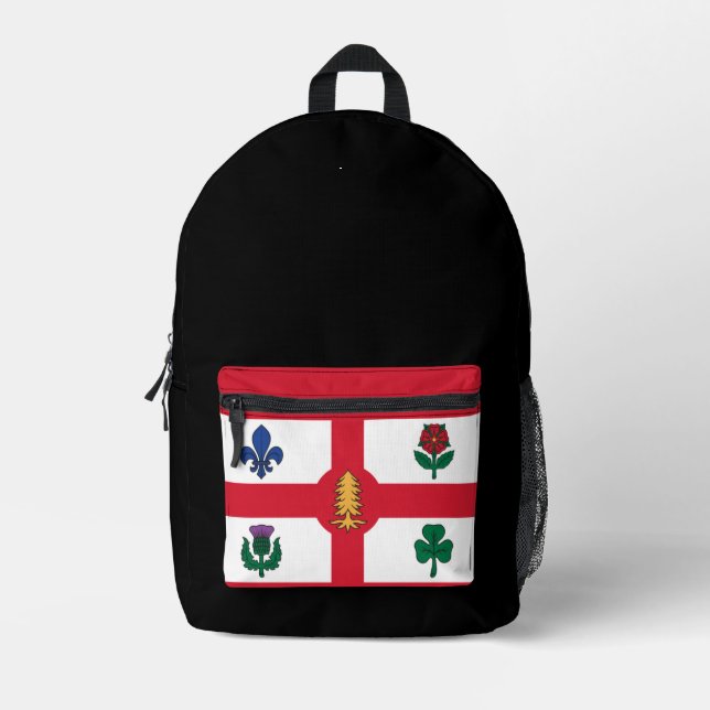 Flag of Montreal, Quebec Printed Backpack (Front)