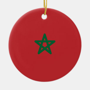 Flag of Morocco Ceramic Tree Decoration