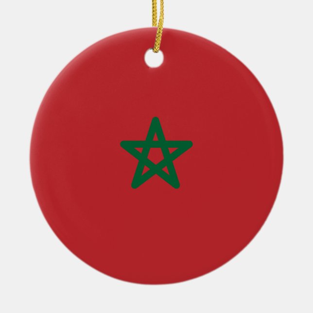 Flag of Morocco Ceramic Tree Decoration (Front)