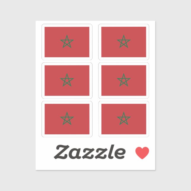 Flag of Morocco Collection pack of 6 (Sheet)