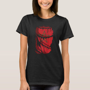 Flag Of Morocco Torn Or Torn Fabric Effect Drawing T-Shirt