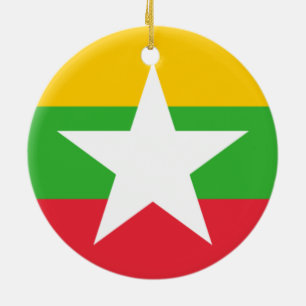 Flag of Myanmar (Burma) Ceramic Tree Decoration