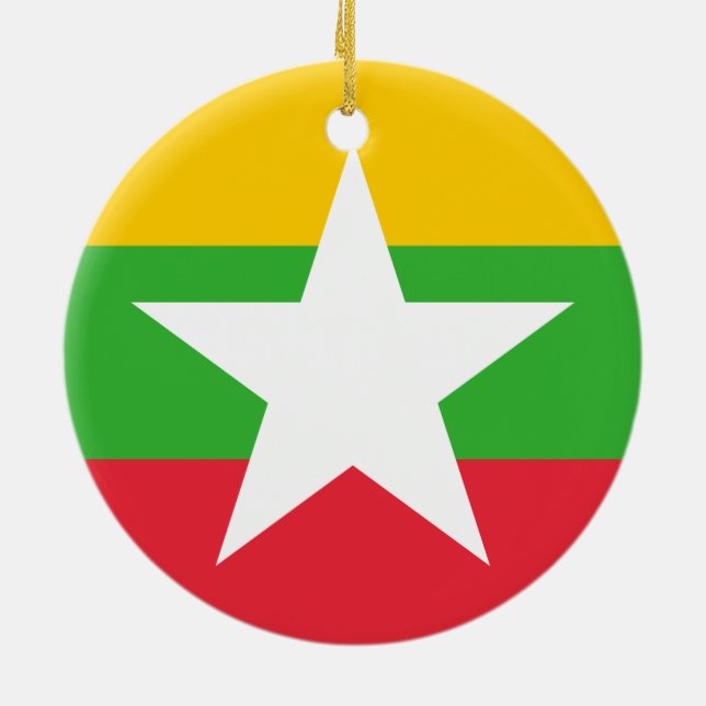 Flag of Myanmar (Burma) Ceramic Tree Decoration (Back)