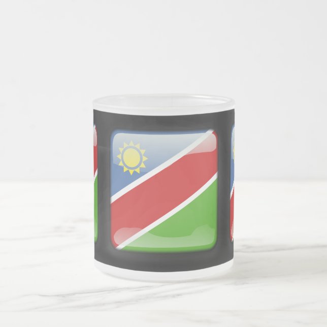 Flag of Namibia Frosted Glass Coffee Mug (Center)