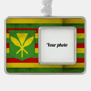 Flag of Native Hawaiians Silver Plated Framed Ornament