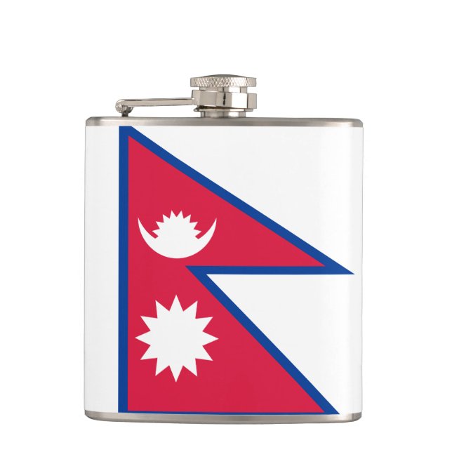 Flag of Nepal Vinyl Wrapped Flask (Front)