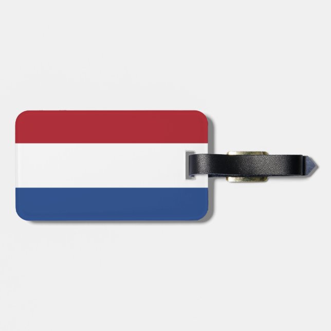Flag of  Netherlands Luggage Tag w/ leather strap (Back Horizontal)