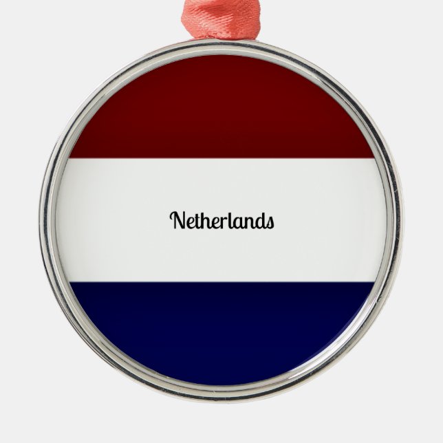Flag of Netherlands Metal Tree Decoration (Front)