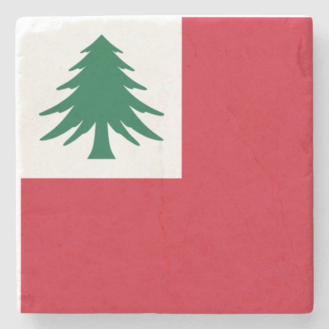 Flag of New England (pine only) - unofficial Stone Coaster (Front)