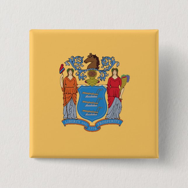 Flag of New Jersey 15 Cm Square Badge (Front)