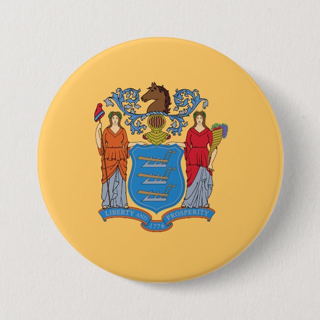 Flag of New Jersey 7.5 Cm Round Badge (Front)