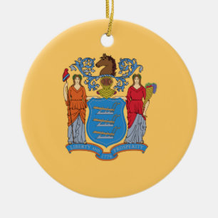 Flag of New Jersey Ceramic Tree Decoration