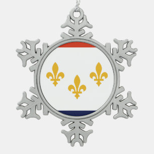 Flag of New Orleans, Louisiana Snowflake Pewter Ch Christmas Ornament