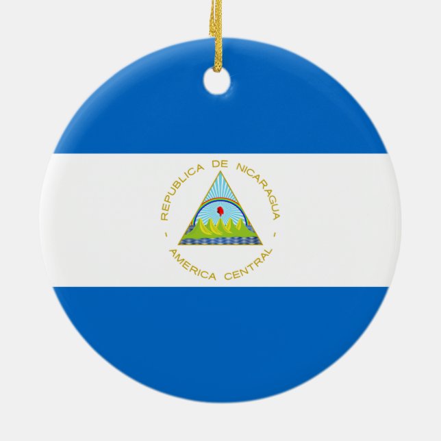 Flag of Nicaragua Ceramic Tree Decoration (Back)