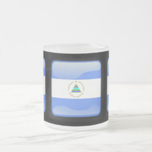 Flag of Nicaragua Frosted Glass Coffee Mug
