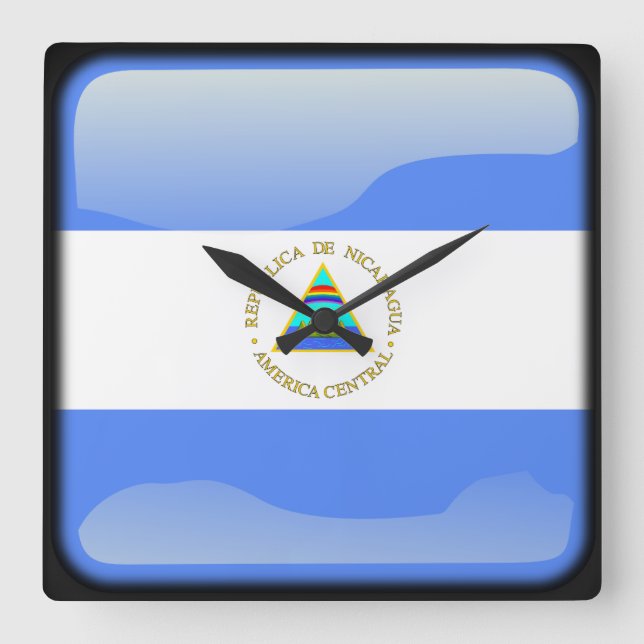 Flag of Nicaragua Square Wall Clock (Front)