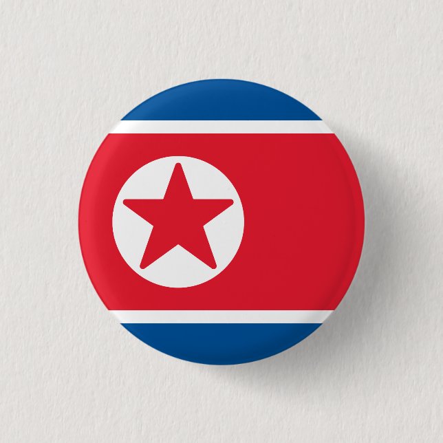Flag of North Korea 3 Cm Round Badge (Front)