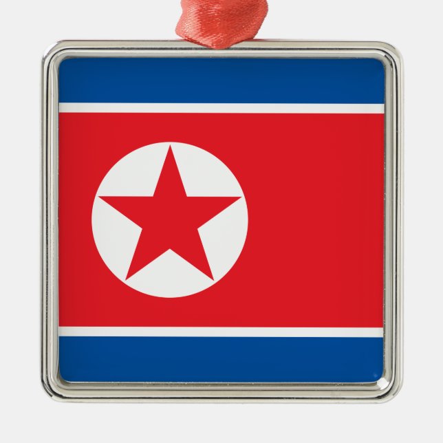Flag of North Korea (DPRK) Metal Tree Decoration (Front)