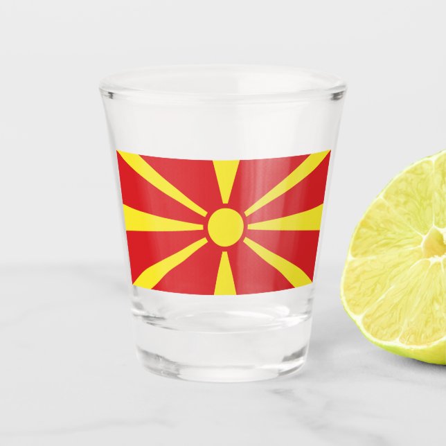 Flag of North Macedonia Shot Glass (Front)