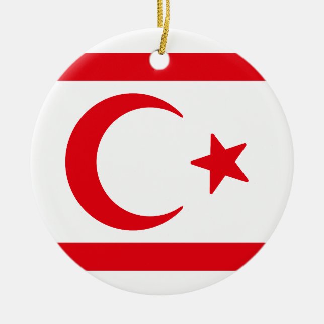 Flag of Northern Cyprus Ceramic Tree Decoration (Front)
