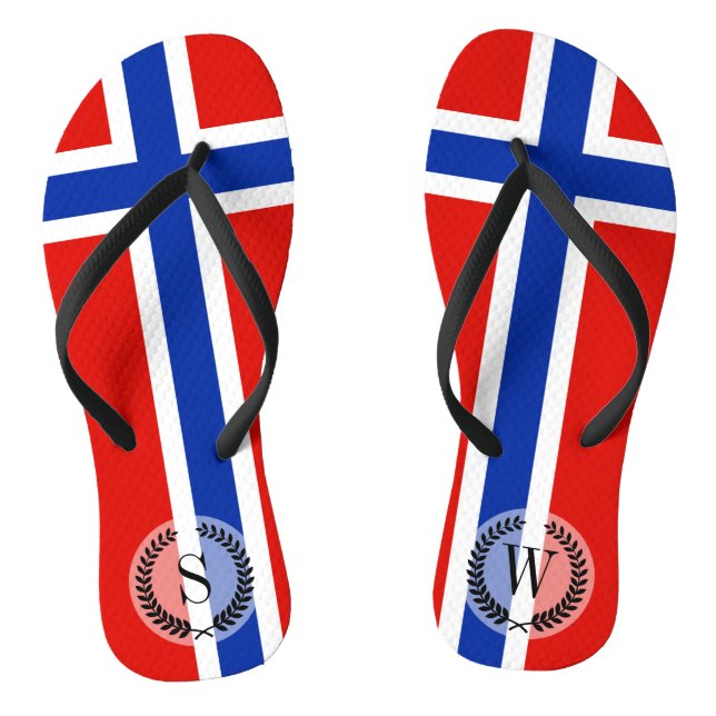 Flag of Norway Flip Flops (Footbed)