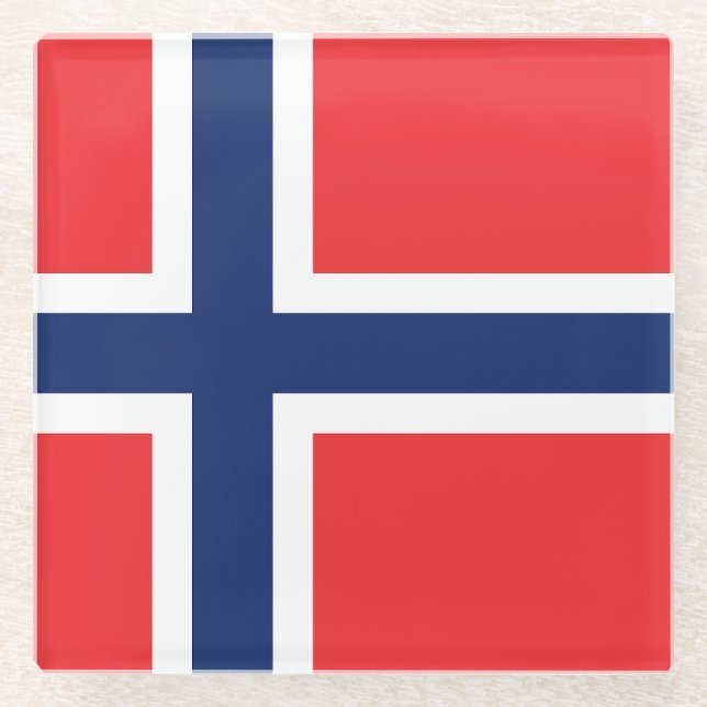 Flag of Norway Glass Coaster (Front)
