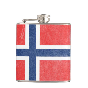 Flag of Norway Grunge Hip Flask