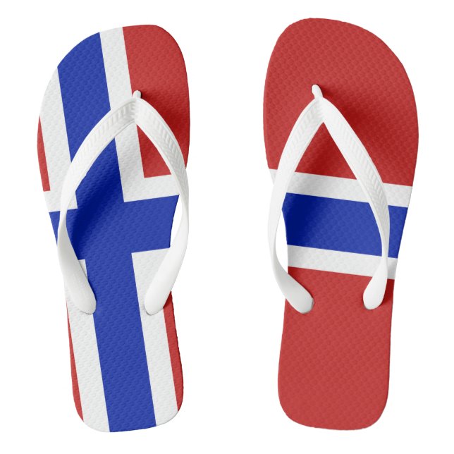 Flag of Norway Scandinavian Flip Flops (Footbed)