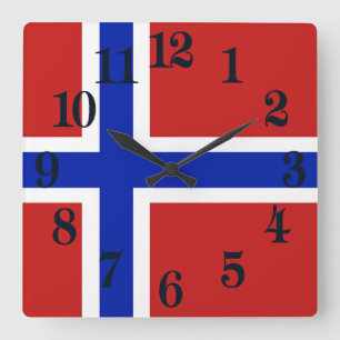Flag of Norway Scandinavian Square Wall Clock