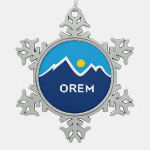 Flag of Orem, Utah Snowflake Pewter Christmas Ornament