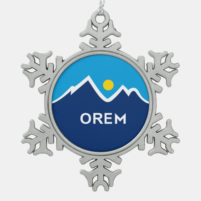 Flag of Orem, Utah Snowflake Pewter Christmas Ornament (Front)