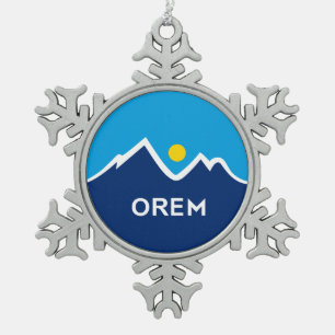 Flag of Orem, Utah Snowflake Pewter Christmas Ornament