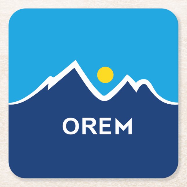 Flag of Orem, Utah Square Paper Coaster (Front)