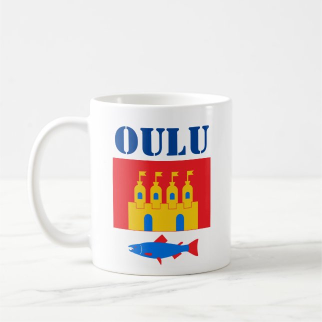 Flag of Oulu, Finland Coffee Mug (Left)