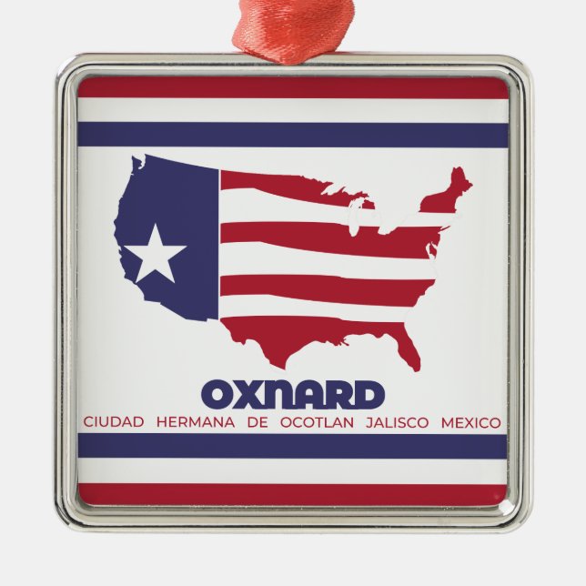 Flag of Oxnard (California) Metal Tree Decoration (Front)