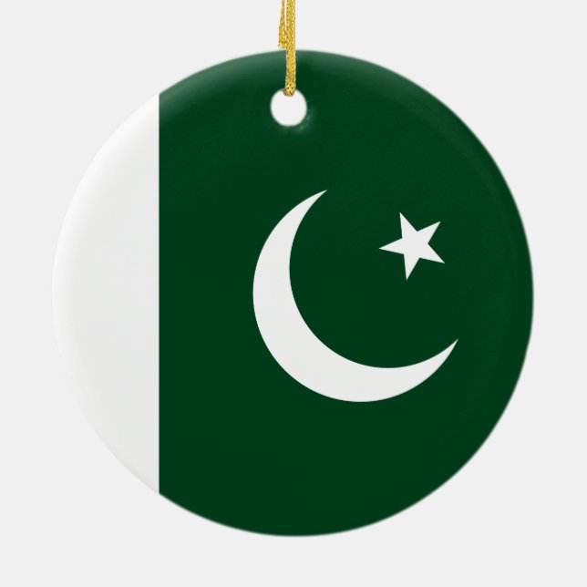 Flag of Pakistan Ceramic Tree Decoration (Back)