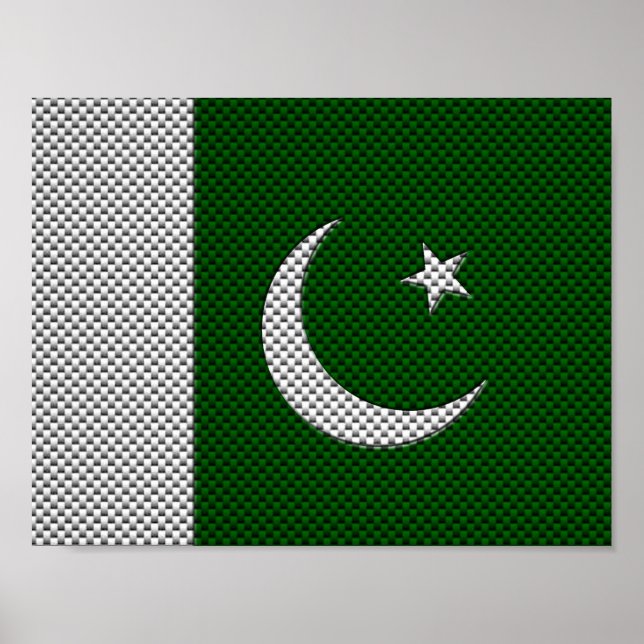 Flag of Pakistan with Carbon Fibre Effect Poster (Front)